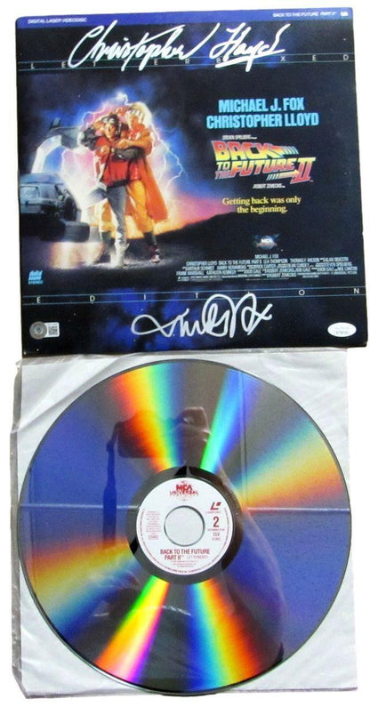 Michael J Fox Christopher Lloyd "Bttf2" Dual-Signed Laser Disc Beckett 162841