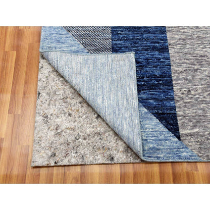 9'2"X11'10" Blue Geometric Art Deco Collection Wool Hand Knotted Rug