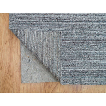 12'X15' Arsenic Gray Modern Striae Design Wool Hand Loomed Oversized Rug