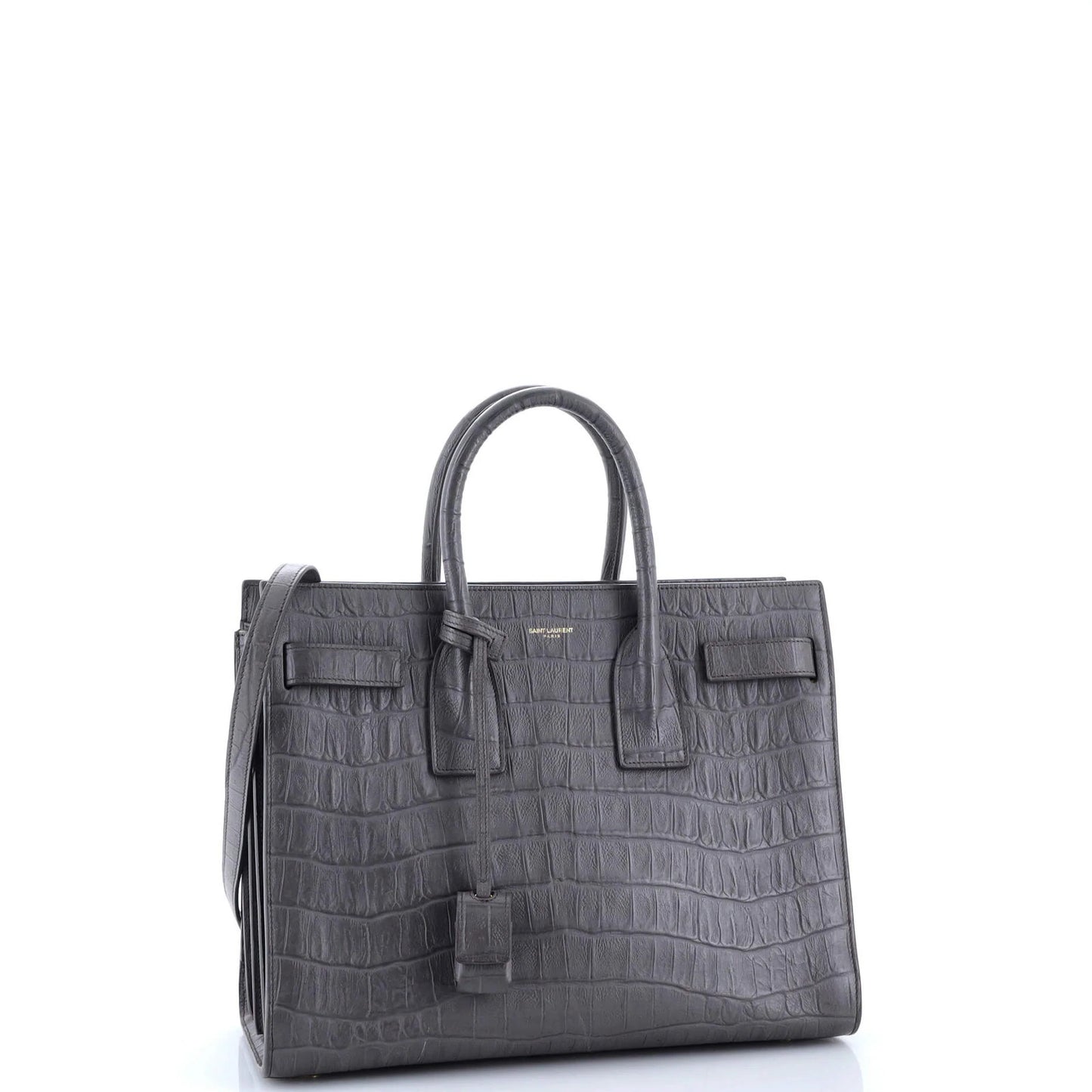 Saint Laurent Sac De Jour Nm Bag Crocodile Embossed Leather Small
