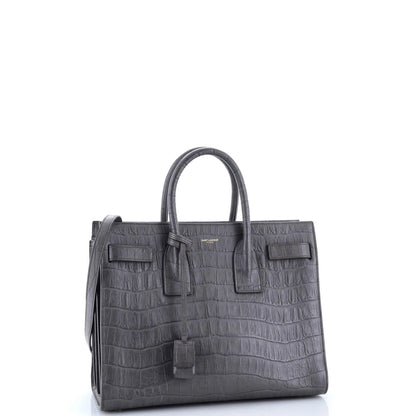 Saint Laurent Sac De Jour Nm Bag Crocodile Embossed Leather Small