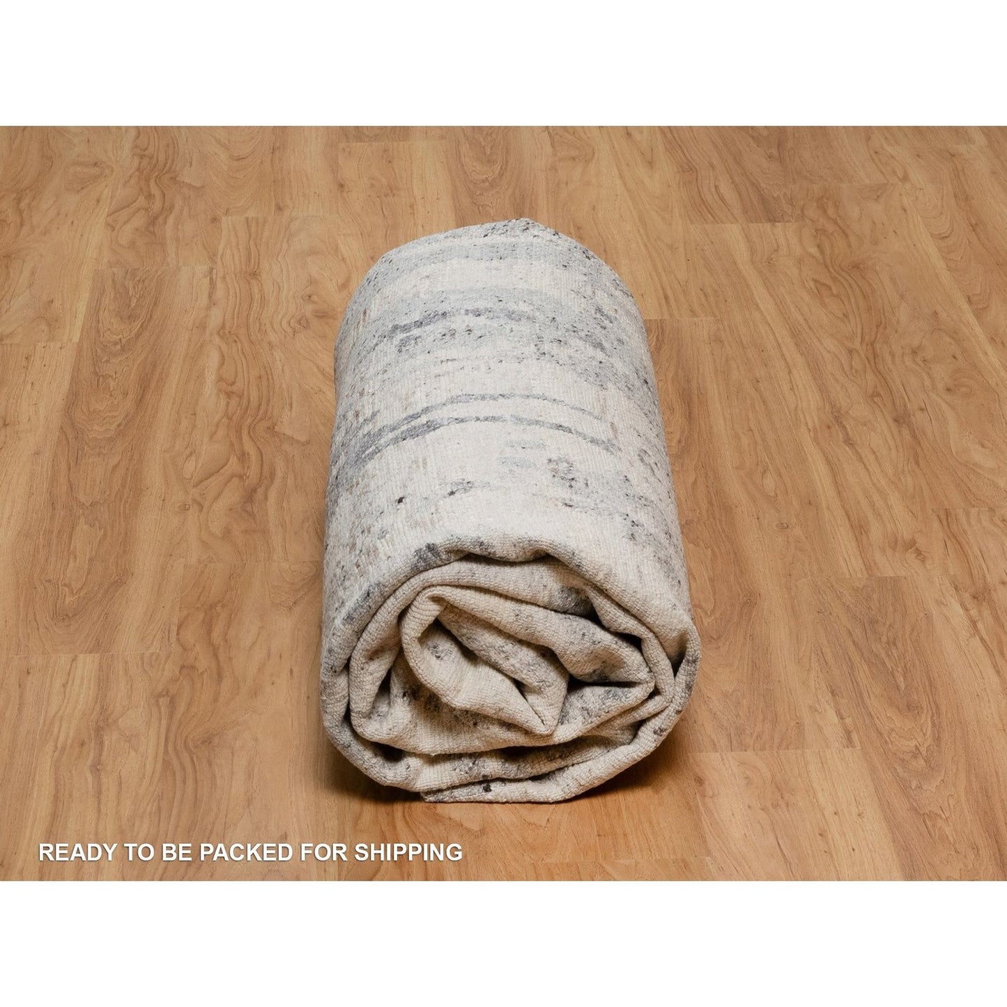 Rug 8'x10' Cream White Modern Design Natural Undyed Wool Hand Knotted