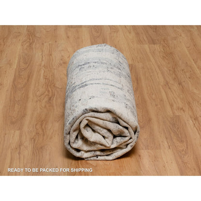 Rug 8'x10' Cream White Modern Design Natural Undyed Wool Hand Knotted