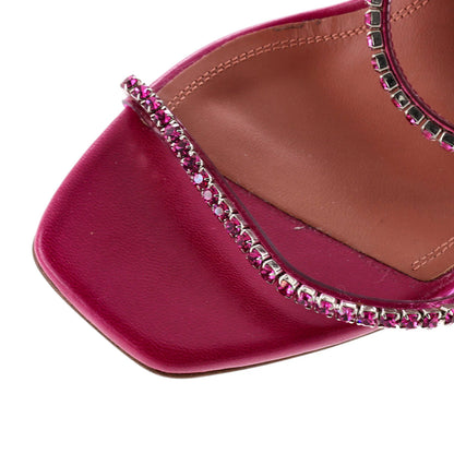 Amina Muaddi Women'S Gilda Heeled Sandals Leather With Crystals 105