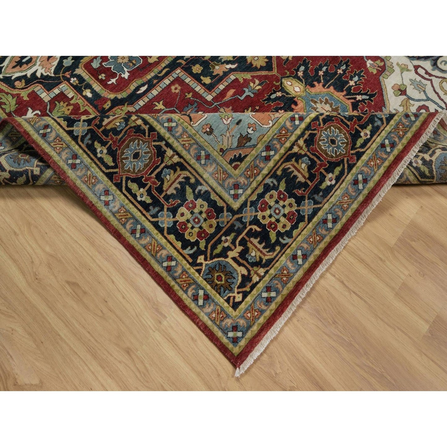 Oriental 8'8"x12' Red Hand Knotted Wool Rug Antiqued Fine Heris Revival