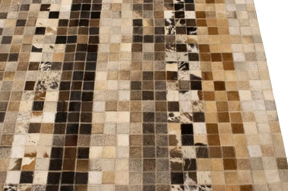 8X10 Ft Contemporary Multicolored Cowhide Leather