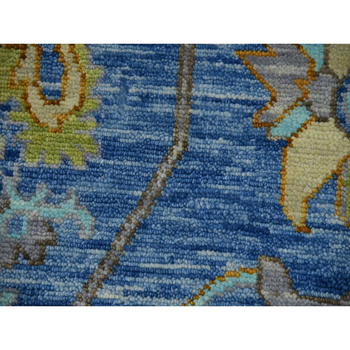 9'2"X12'2" Blue Heris Design Hand Knotted 100% Wool Vegetable Dyes Rug