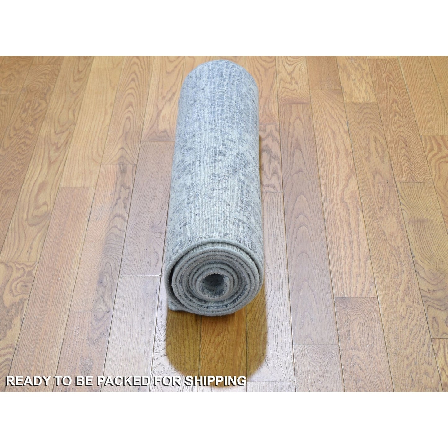 2'5"X10'1" Abstract Wool & Silk Denser Weave Runner Hand Knotted Rug