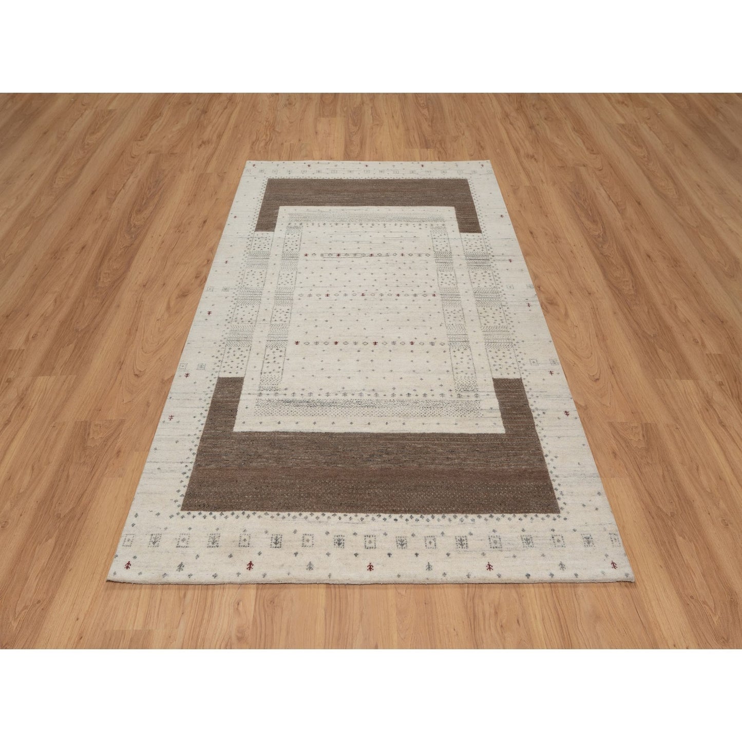 5'X8' Chiffon White Modern Design Lori Buft Pure Wool Hand Knotted Rug