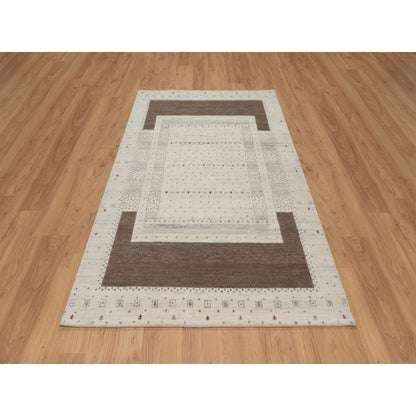 5'X8' Chiffon White Modern Design Lori Buft Pure Wool Hand Knotted Rug