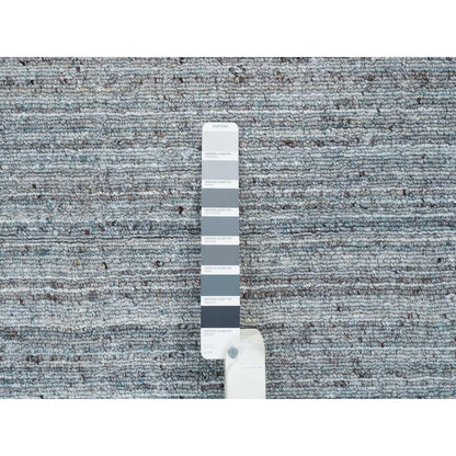 10'1"X10'1"Gray Wool Hand Loomed Modern Striae Design Square Oriental Rug