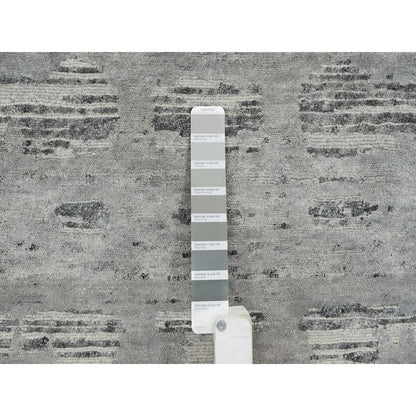 2'6"X25'9" Gray Hand Knotted Modern Design Natural Wool Xl Runner Rug