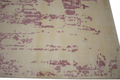 Cream 4X6 Hand-Loomed Distressed Floral Rug