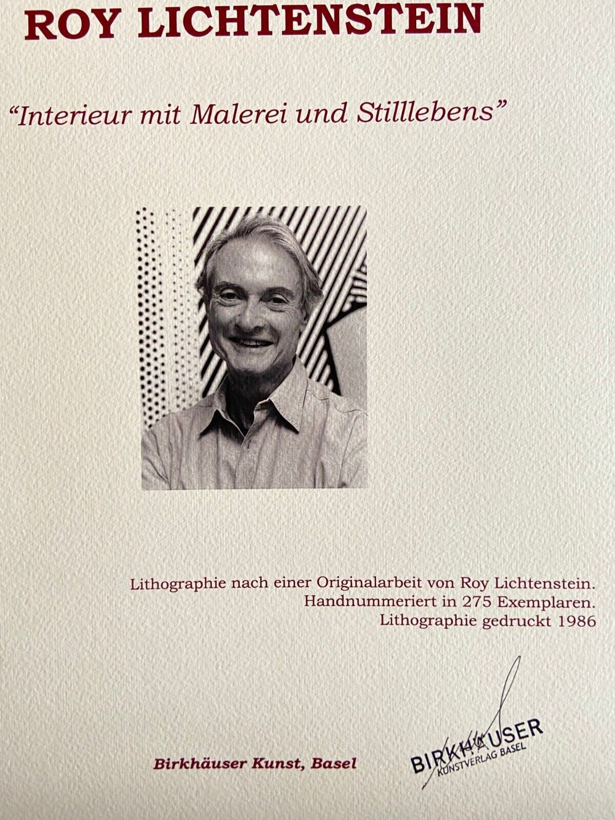 Roy; Lichtenstein Lithograph Coa Numbered A Hand Signed Limited
