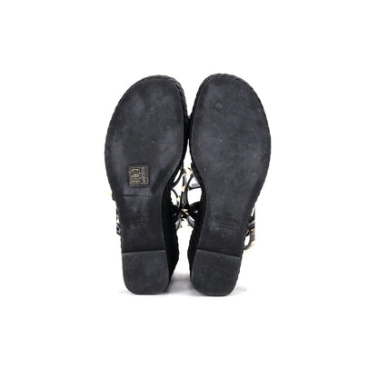 Detail Valentino Garavani Women's Rockstud Caged Wedge Sandals Leather with Rope