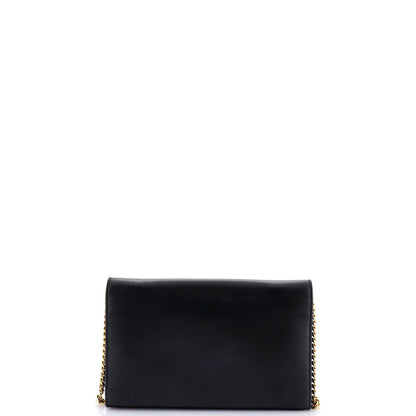 Saint Laurent Classic Monogram Wallet On Chain Leather Small