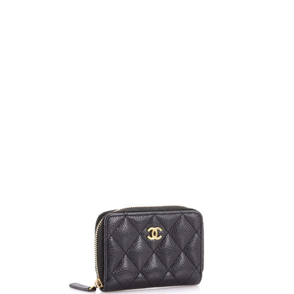 Chanel Cc Zip Coin Purse Quilted Caviar Small