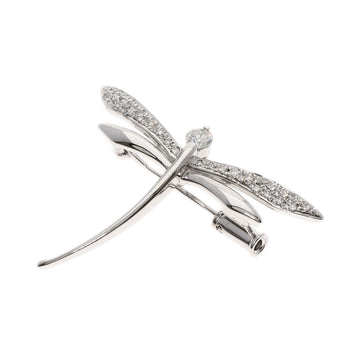 0.3Ct Diamond Dragonfly Motif Brooch K18 White