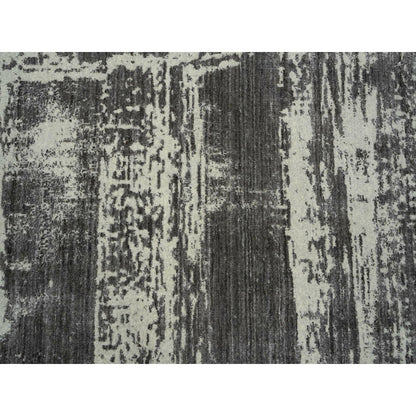 12'X18'1" Black Modern Design Wool And Silk Hand Loomed Oversized Rug