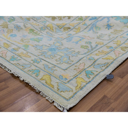 12'4"X14'10" White 100% Wool Oushak Weave Hand Knotted Oversized Rug