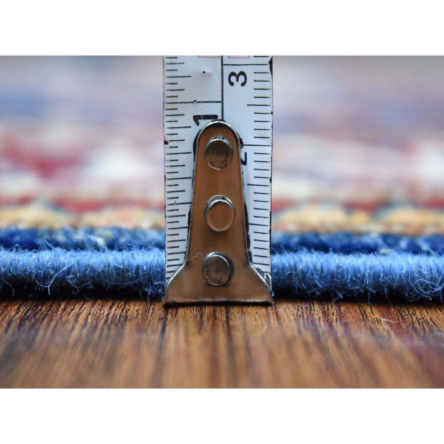 2'8"X10'5" Hand Knotted Denim Blue Extra Soft Wool Super Kazak Runner Rug
