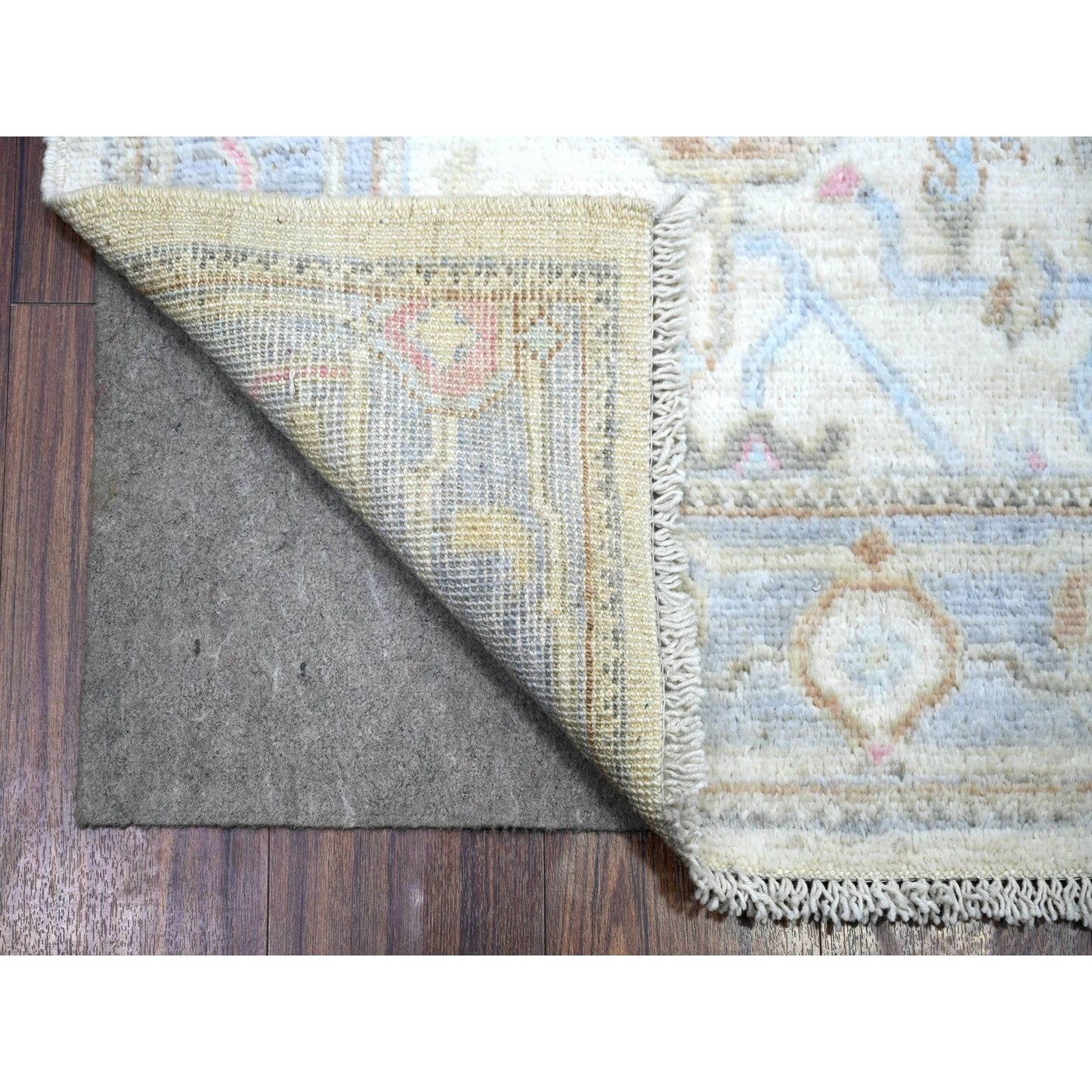 2'9"X15'10" Beige Wool Hand Knotted Afghan Angora Oushak Runner Rug