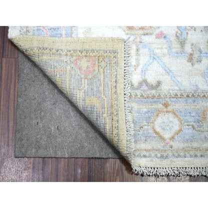 2'9"X15'10" Beige Wool Hand Knotted Afghan Angora Oushak Runner Rug
