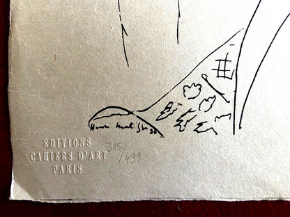 Henri Matisse Lithograph Coa Contract Signed By Hand Numbered In Pencil