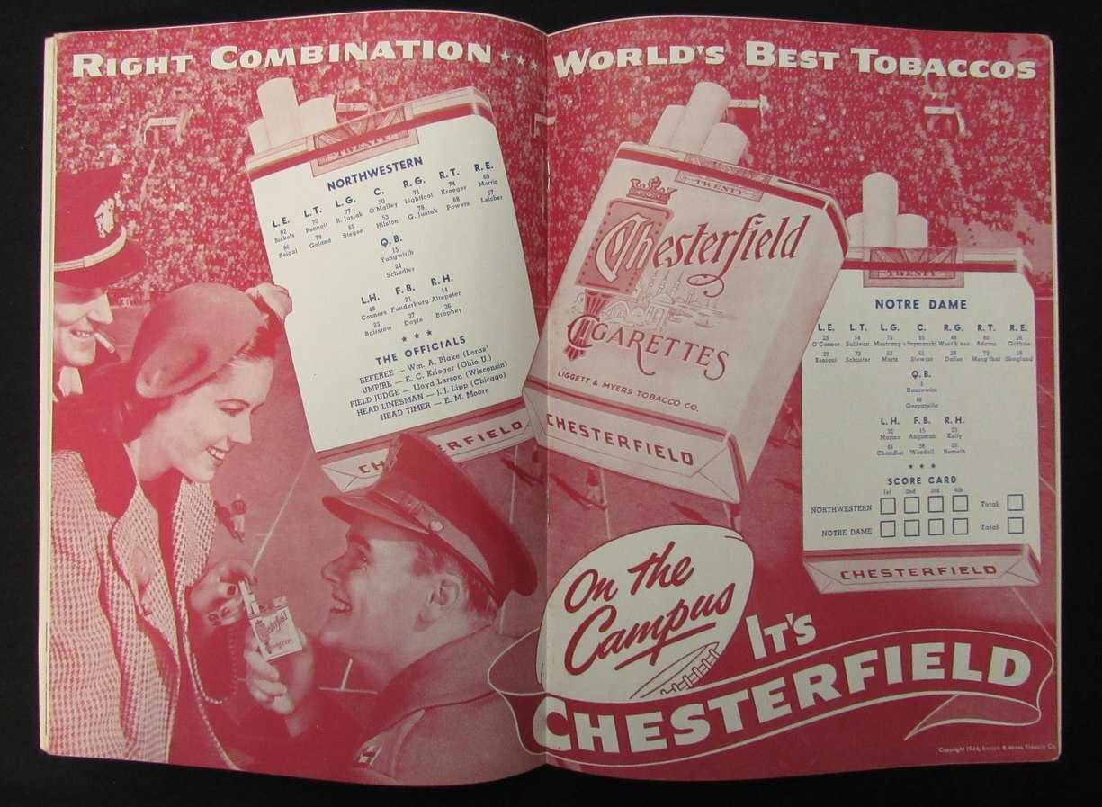 11/18/1944 Northwestern Vs. Notre Dame Program
