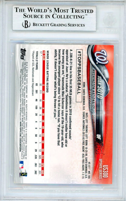 Juan Soto Autographed 2018 Topps Update Rookie Card #Us300 (Bgs Auto)