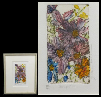 Joanne Isaac Bouquet I Hand Colored Etching Limited Edition Signed Floral Art