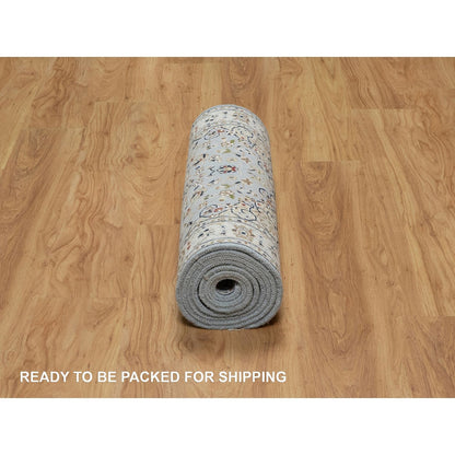 2'8"X10'1" Beau Blue 250 Kpsi Wool And Silk Hand Knotted Nain Runner Rug