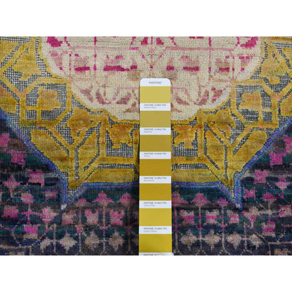 3'1"X16'1" Colorful Mamluk Design Silk With Wool Runner Hand Knotted Rug