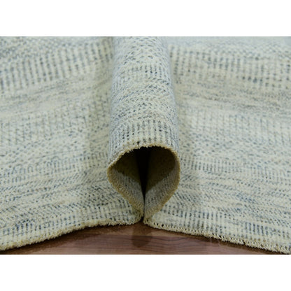 12'X12' Ivory Wool Modern Square Grass Design Hand Knotted Oriental Rug