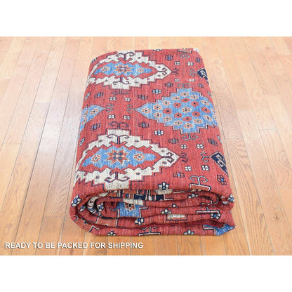 10'X14' Imperial Red Afghan Ersari Pure Wool Hand Knotted Rug