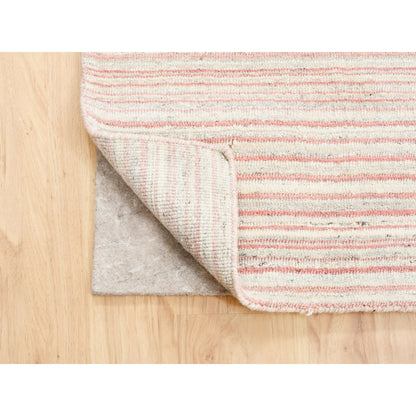 9'1"X12' Ivory With Coral Red Wool Plain Modern Design Hand Loomed Rug