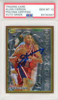 Allen Iverson Autographed 1996-97 Topps Finest Apprentices Card #69 (Psa Auto Ge