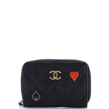 Chanel Coco Casino Zip Coin Purse Quilted Caviar