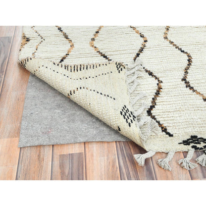 8'2"X10'5" Ivory Moroccan Berber Pure Wool Hand Knotted Oriental Rug