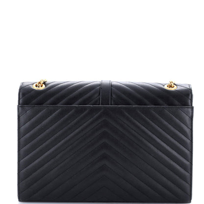 Saint Laurent Classic Monogram Envelope Satchel Matelasse Chevron Leather Large