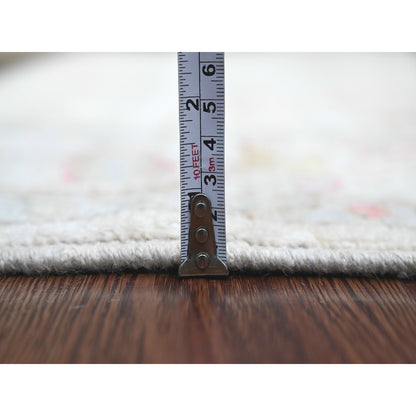 4'2"X4'2" Daisy White Afghan Angora Oushak Hand Knotted Wool Square Rug