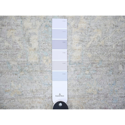 2'10"X5' Ash Gray, White Wash Peshawar Wool Hand Knotted, Oriental Rug