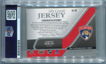 Aaron Ekblad Autographed 2020 - 2021 Upper Deck Ud Game Jersey Card #Gj-Ae Psa/D