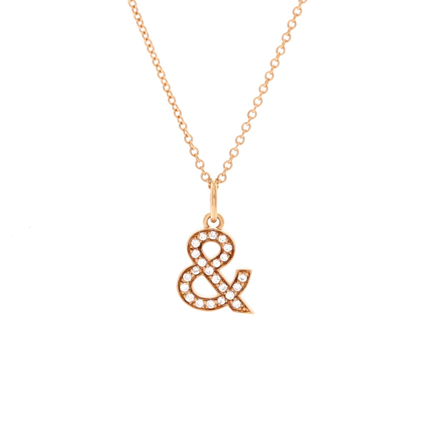 Tiffany & Co. Ampersand Pendant Necklace 18K Rose Gold With Diamonds