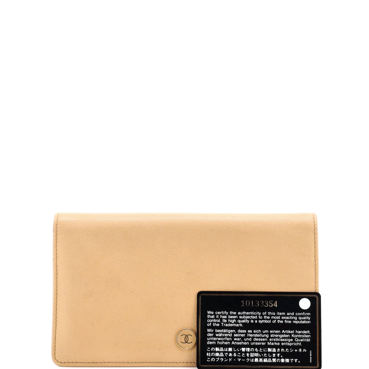 Chanel Cc Button Bi-Fold Wallet Leather Long