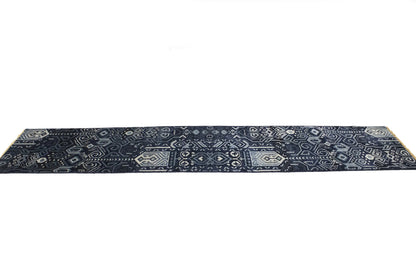 Hand-Knotted Narrow Runner Rug Modern