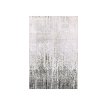 3'X5'3" Gray Modern Vertical Ombre Design Silk Wool Hand Knotted Rug