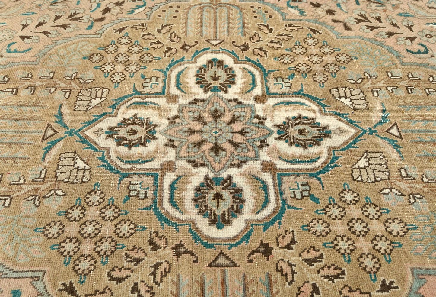 Antique 10X13 Distressed Vintage Oriental Rug Muted Floral Carpet Living Room