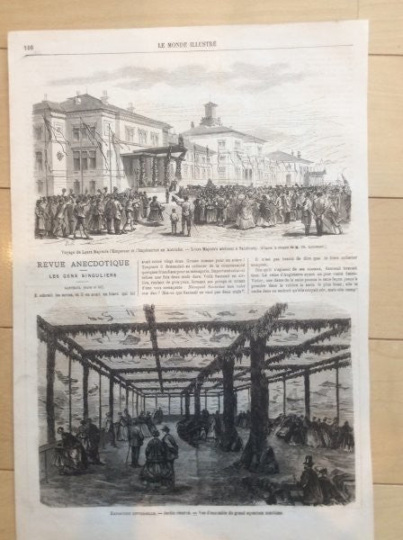 Paris Exposition Universelle 1867 Marine Aquarium Interior Original Engraving