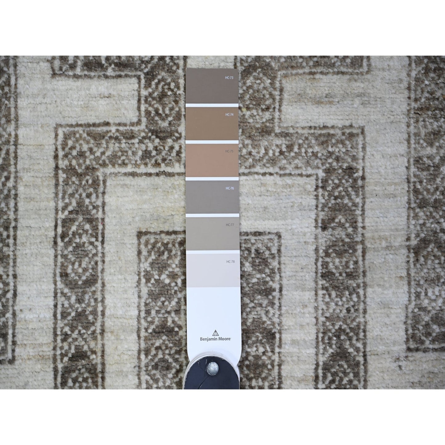 4'X5'8" Taupe Brown Fine Peshawar Wool Hand Knotted Oriental Rug